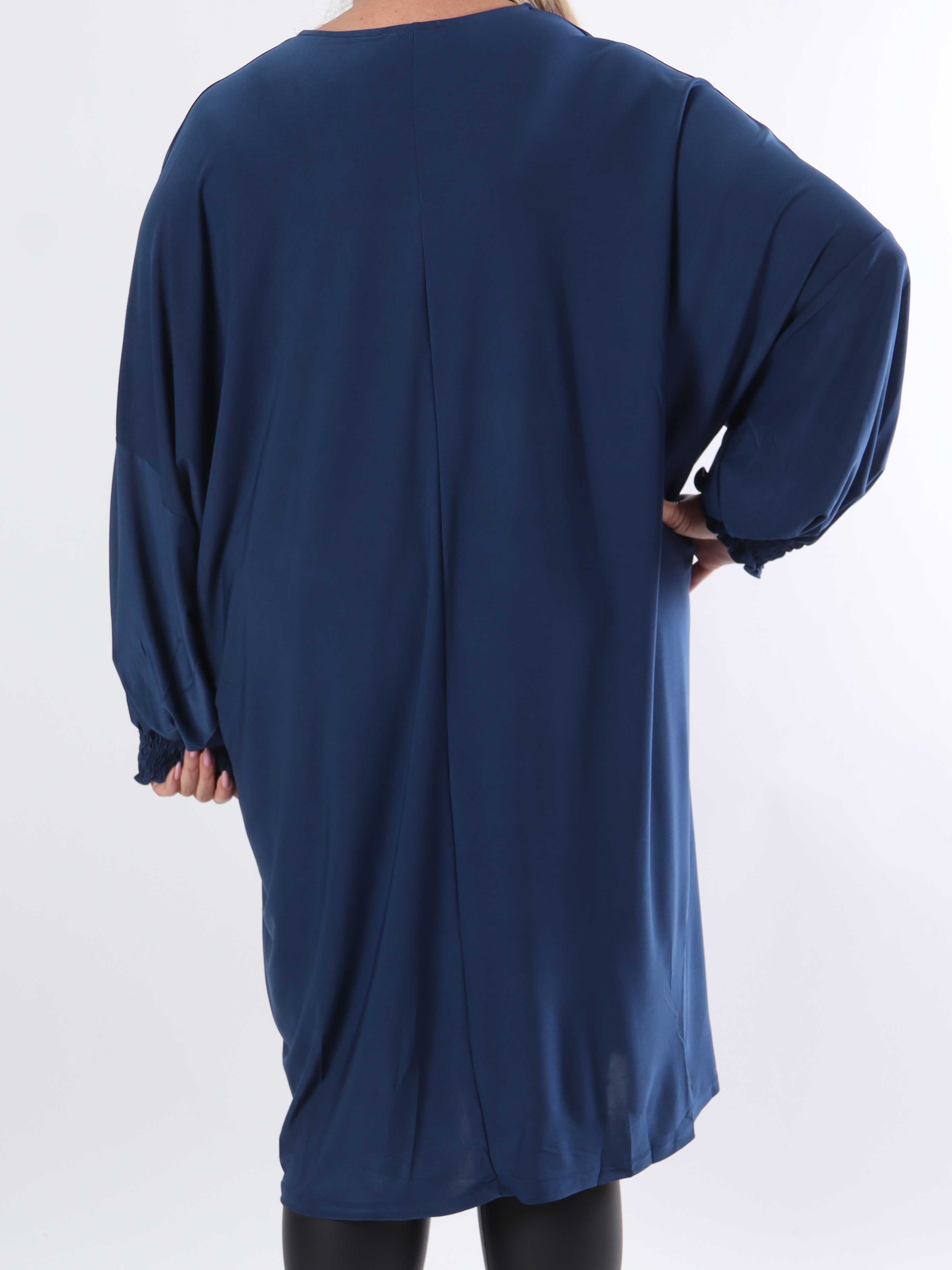 Azmina Plain L/S - Elastisk plus size tunikakjole i loose fit